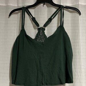Aerie Deep Green Lace-Back Camisole